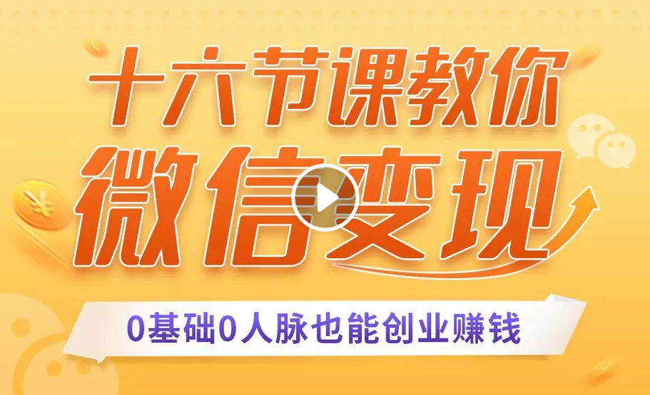 十六节课教你零基础微信变现，用单品打爆市场，每月收入超过10万+-绝版学习资料库