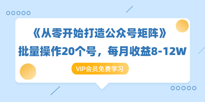 《从零开始打造公众号矩阵》批量操作20个号，每月收益大概8-12W（44节课）-绝版学习资料库