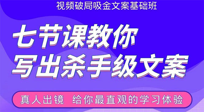 张根视频破局吸金文案班：节节课教你写出杀手级文案(附67页文案训练手册)-绝版学习资料库
