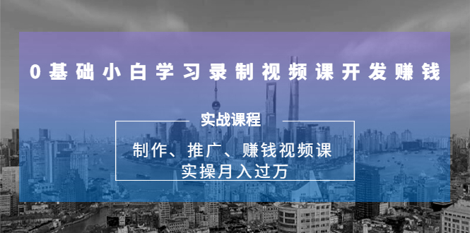 0基础小白学习录制视频课开发赚钱：制作、推广、赚钱视频课 实操月入过万-绝版学习资料库