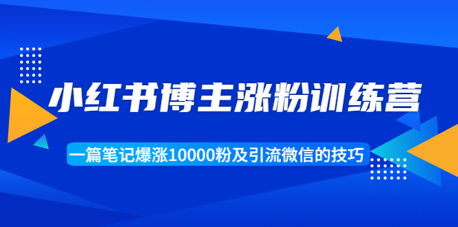小红书博主涨粉训练营：一篇笔记爆涨10000粉及引流微信的技巧-绝版学习资料库