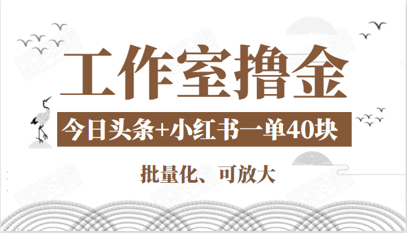工作室撸金二件套：撸今日头条原创收益+小红书一单利润40块项目-绝版学习资料库