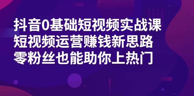 抖音0基础短视频实战课，短视频运营赚钱新思路，零粉丝也能助你上热门-绝版学习资料库