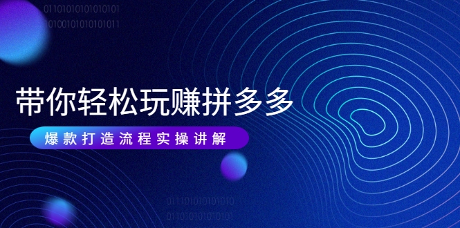 带你轻松玩赚拼多多：花的少 赚的多 爆款更简单 爆款打造流程实操讲解-绝版学习资料库