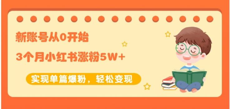 生财小红书涨粉变现：新账号从0开始3个月小红书涨粉5W+实现单篇爆粉-绝版学习资料库