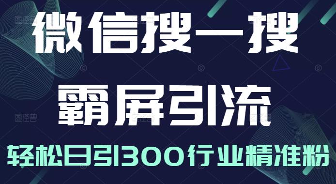 微信搜一搜霸屏引流课，打造被动精准引流系统，轻松日引300行业精准粉-绝版学习资料库