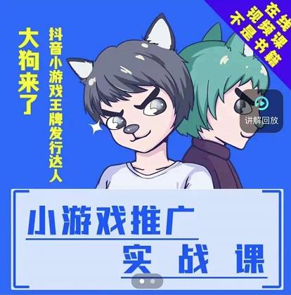 大狗来了：小游戏推广实战课，带你搭建一个游戏推广变现账号-绝版学习资料库