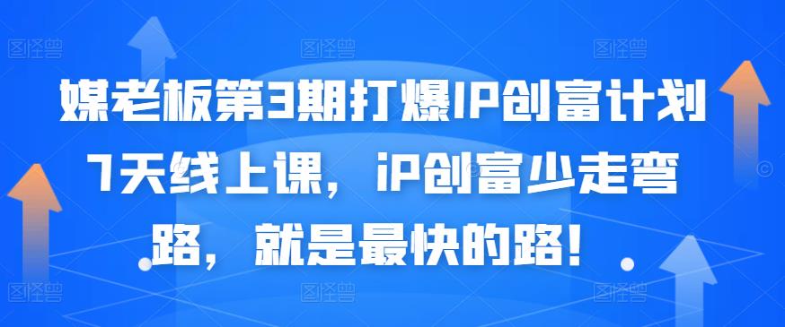 媒老板第3期打爆IP创富计划7天线上课，iP创富少走弯路，就是最快的路！-绝版学习资料库