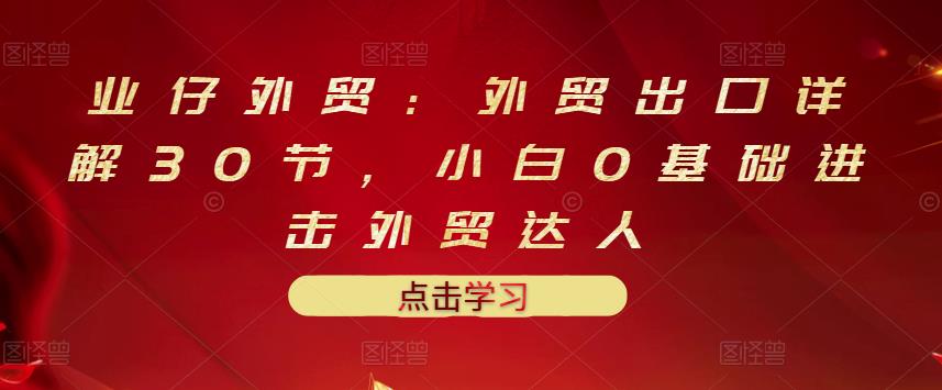 业仔外贸：外贸出口详解30节，小白0基础进击外贸达人 价值666元-绝版学习资料库