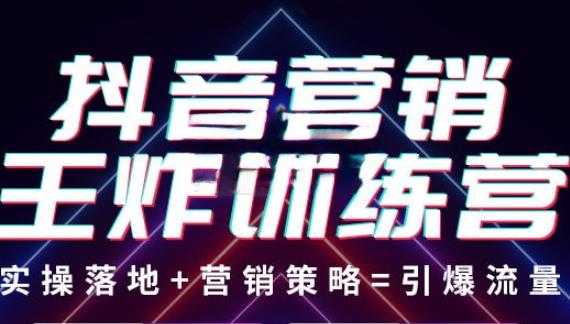 抖音营销王炸训练营，实操落地+营销策略=引爆流量（价值8960元）-绝版学习资料库