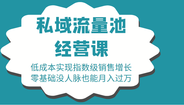 16堂私域流量池经营课：低成本实现指数级销售增长，零基础没人脉也能月入过万-绝版学习资料库