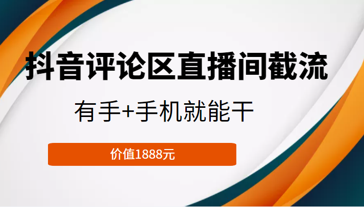 抖音评论区直播间截流，有手+手机就能干，门槛极低，模式可大量复制（价值1888元）-绝版学习资料库