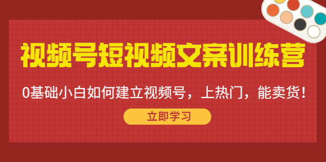 视频号短视频文案训练营：0基础小白如何建立视频号，上热门，能卖货！-绝版学习资料库