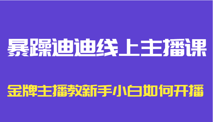 暴躁迪迪线上主播课，金牌主播教新手小白如何开播-绝版学习资料库