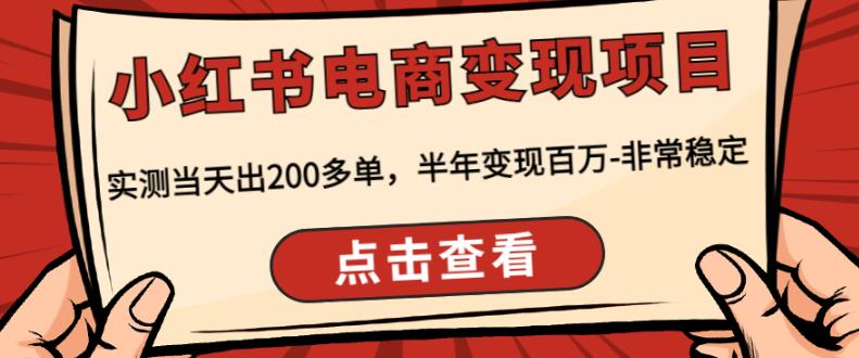 顽石·小红‬书电商变现项目，实测当天出200多单，半年变现百万，非常稳定-绝版学习资料库