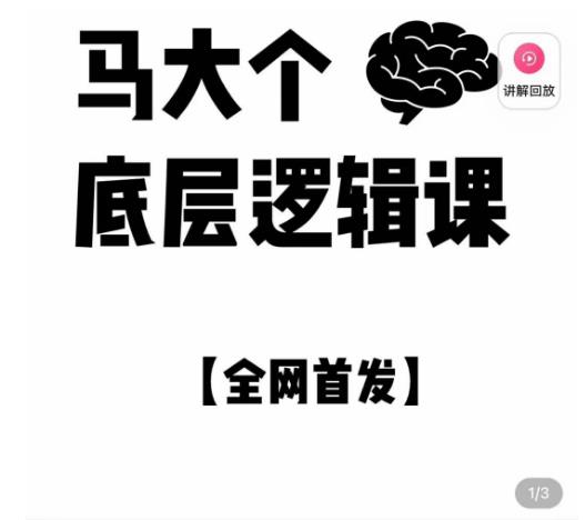 马大个·底层逻辑课，51节底层逻辑智慧课-价值1980元-绝版学习资料库