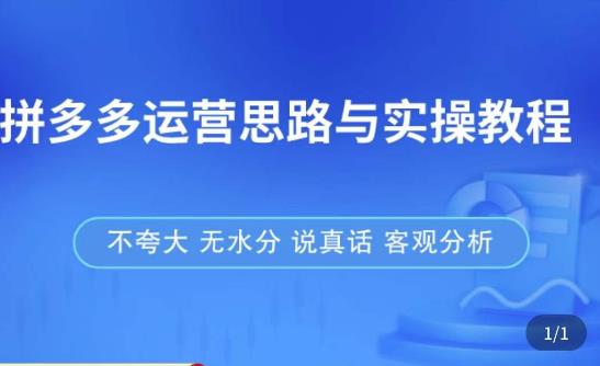 拼多多店铺运营思路与实操教程，快速学会拼多多开店和运营，少踩坑，多盈利-绝版学习资料库
