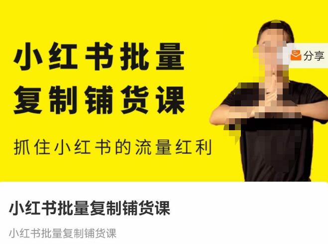 张宾·小红书批量复制铺货课，抓住小红书的流量红利 （更新2023年2月）-绝版学习资料库