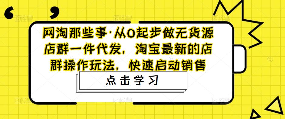 网淘那些事·从0起步做无货源店群一件代发，淘宝最新的店群操作玩法，快速启动销售-绝版学习资料库