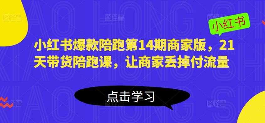 小红书爆款陪跑第14期商家版，21天带货陪跑课，让商家丢掉付流量-绝版学习资料库