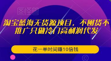 淘宝蓝海无货源项目，不囤货不推广只做冷门高利润代发，花一半时间赚10倍钱-绝版学习资料库