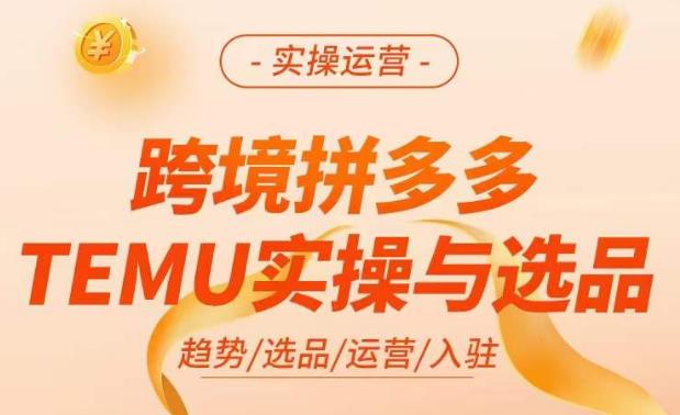 跨境拼多多TEMU实操与选品，​掌握平台运营方法技巧，选品避坑12条标准，爆款的底层思路等-绝版学习资料库