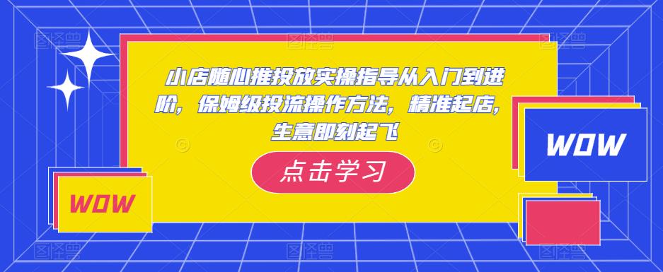 小店随心推投放实操指导从入门到进阶，保姆级投流操作方法，精准起店，生意即刻起飞-绝版学习资料库
