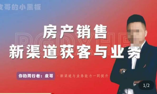 皮哥·房产销售新渠道获客与业务，​打造新时代房产经纪达人，助力行业新人成长为业内精英-绝版学习资料库