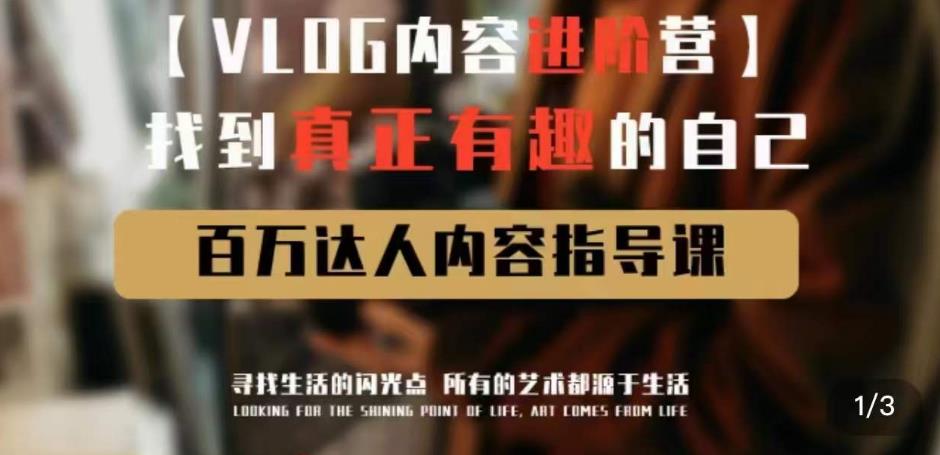 vlog内容进阶营，找到真正有趣的自己，百万达人内容指导课-绝版学习资料库