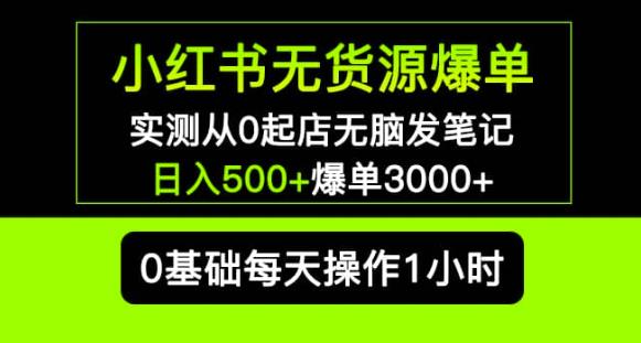 小红书无货源爆单实测从0起店无脑发笔记爆单3000+长期项目可多店-绝版学习资料库