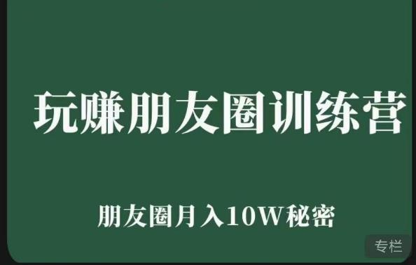 玩赚朋友圈系统课，朋友圈月入10W的秘密，​7天系统图文课程-绝版学习资料库