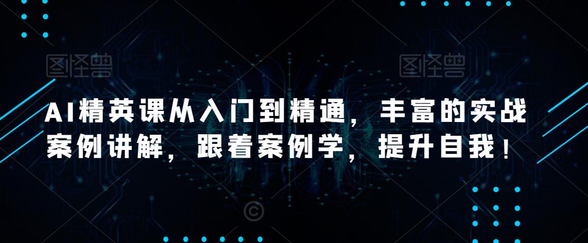 AI精英课从入门到精通，丰富的实战案例讲解，跟着案例学，提升自我！-绝版学习资料库