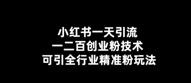 小红书一天引流一二百创业粉技术，可引全行业精准粉玩法【仅揭秘】-绝版学习资料库