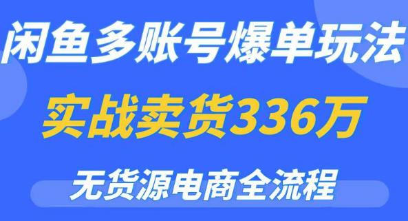 闲鱼多账号爆单玩法，无货源电商全流程，超简单的0门槛变现项目【揭秘】-绝版学习资料库