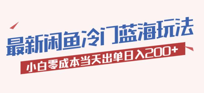 2023最新闲鱼冷门蓝海玩法，小白零成本当天出单日入200+【揭秘】-绝版学习资料库