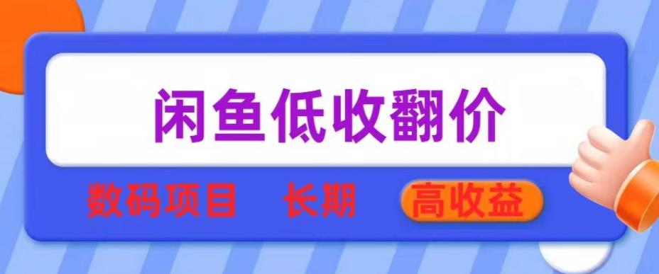闲鱼低收翻价数码暴利项目，长期高收益【揭秘】-绝版学习资料库