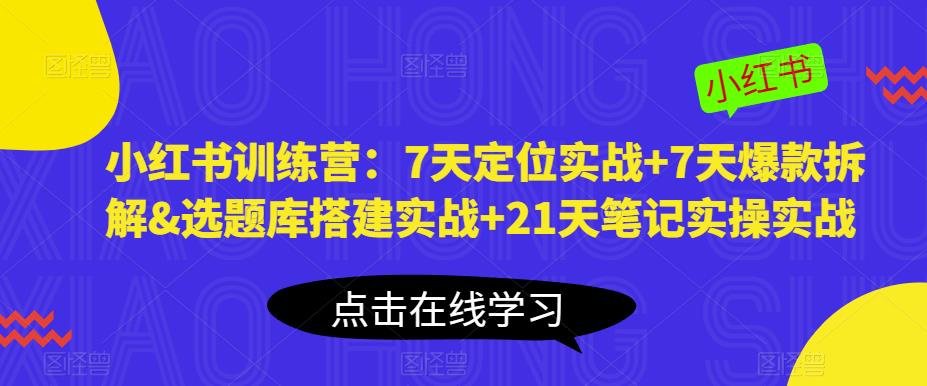 小红书训练营：7天定位实战+7天爆款拆解&选题库搭建实战+21天笔记实操实战-绝版学习资料库