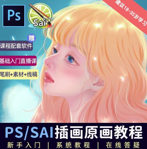 价值1288的原画插画教程零基础CG漫画SAI线稿笔刷手绘画数位板绘视频课程-绝版学习资料库