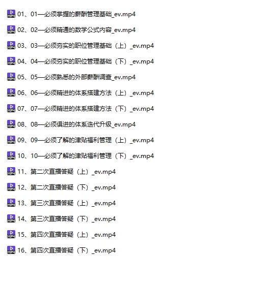 【翁涛】全面薪酬体系与福利设计操盘手训练营 16集 1.02G
