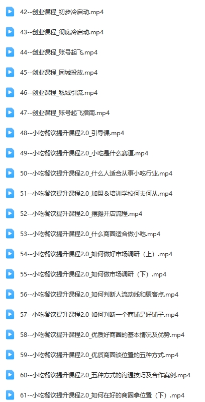 勇哥小吃创业【小餐饮】培训课程 小吃培训+落地指南+146集餐饮商用配方 全207集 115G