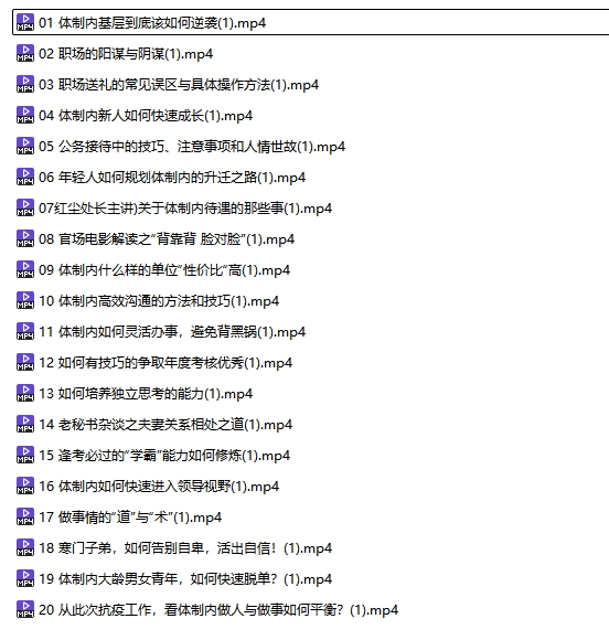 老秘书讲体制内人情世故 20集 1.95G