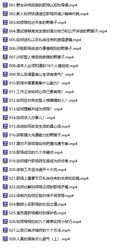 野生讲师泥森的职场认知课堂 28集 1.58G